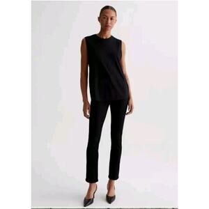 AG Adriano Goldschmied High Rise Straight Mari Tuxedo Velvet Black Size 23 Pant